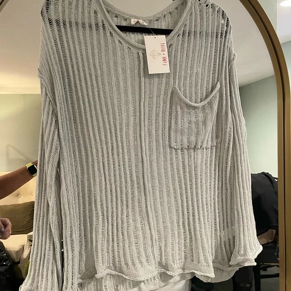 miss love sweater. Knit. Long sleeve. Large. NWT. Dusty blue. - Picture 1 of 7